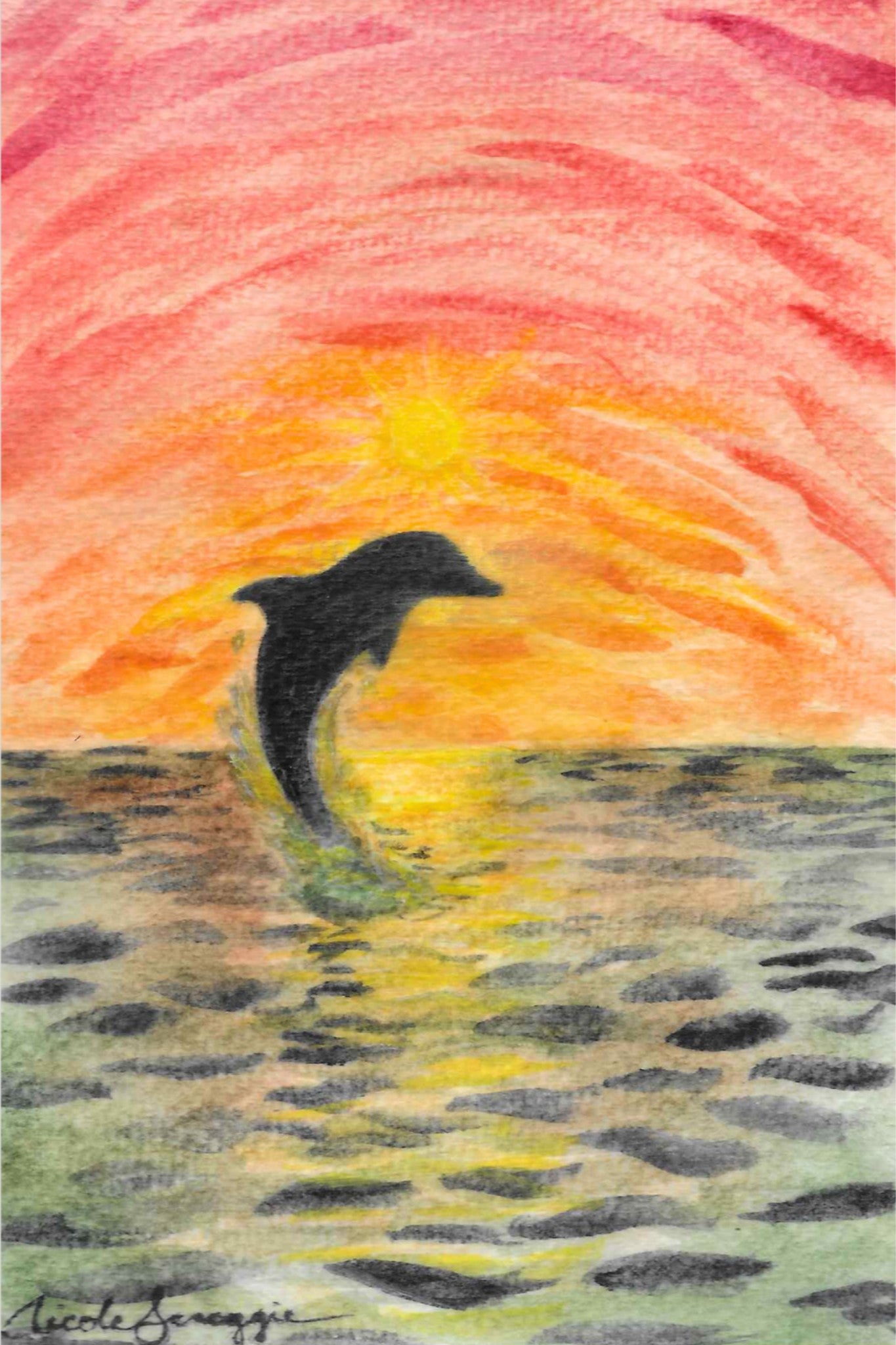 Dolphin at Sunset Fine Art Print