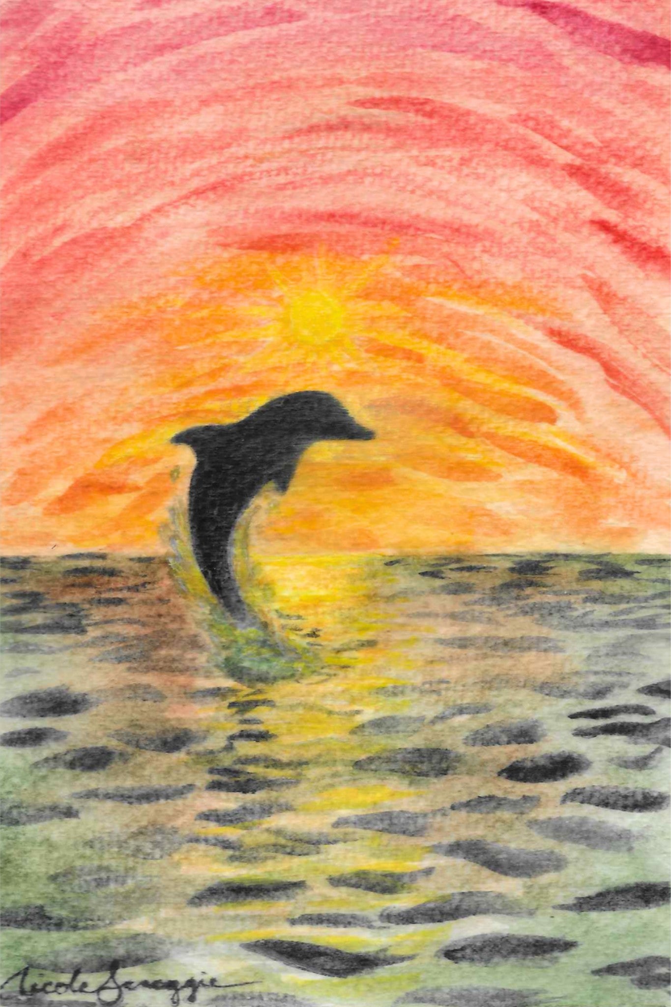 Dolphin at Sunset Fine Art Print