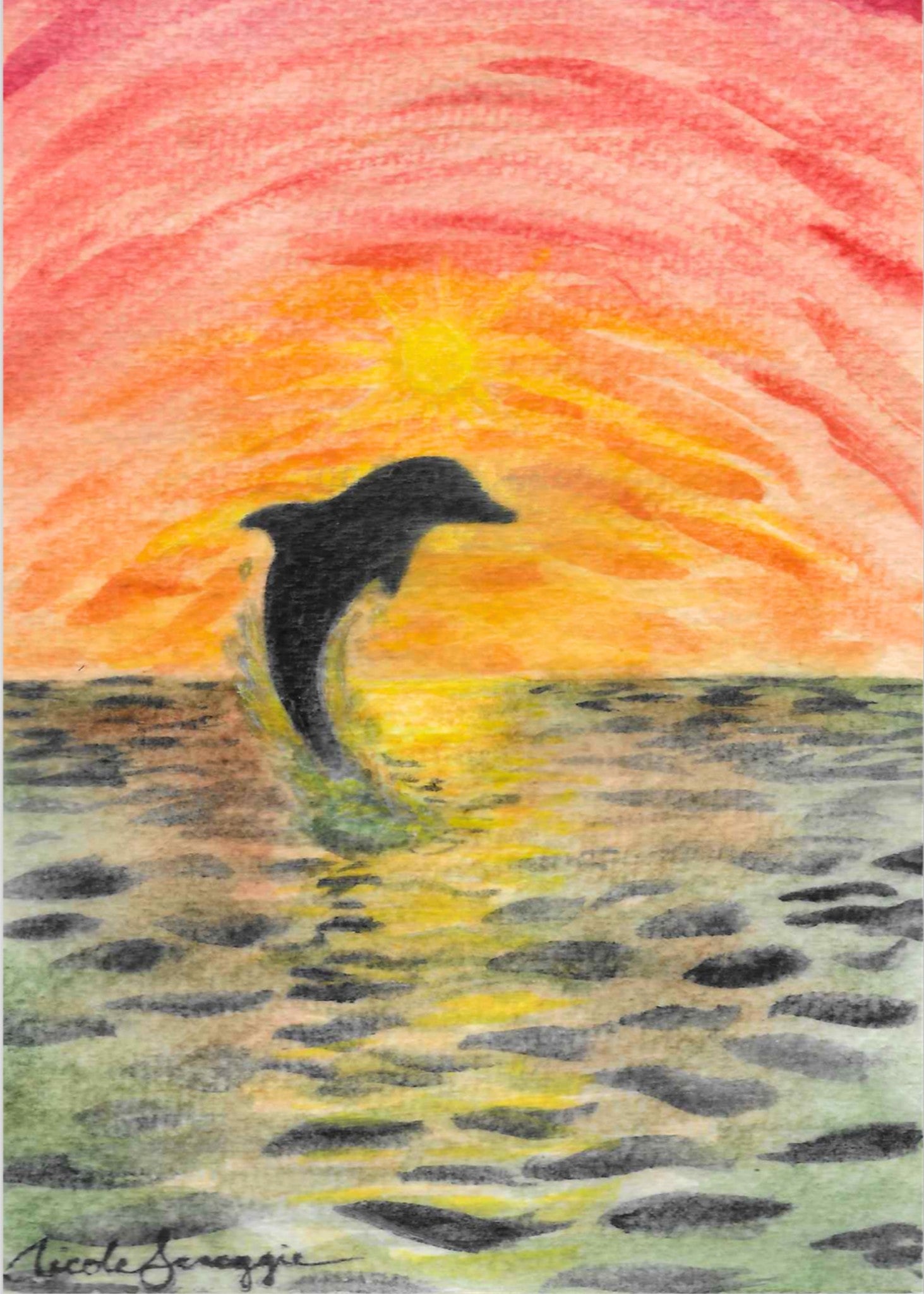 Dolphin at Sunset Fine Art Print