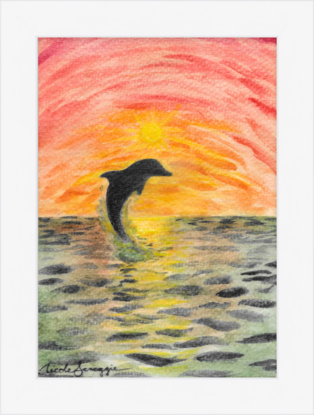 Dolphin at Sunset Fine Art Print