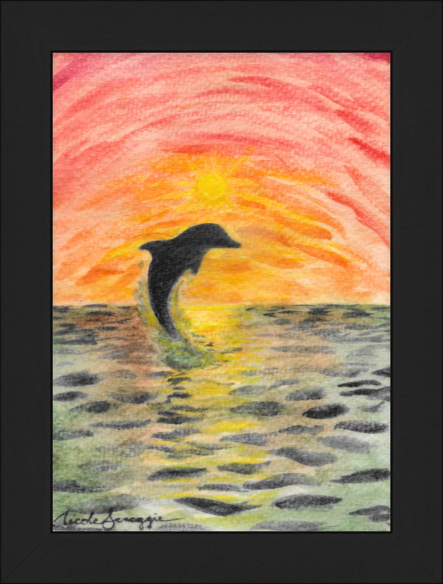 Dolphin at Sunset Fine Art Print