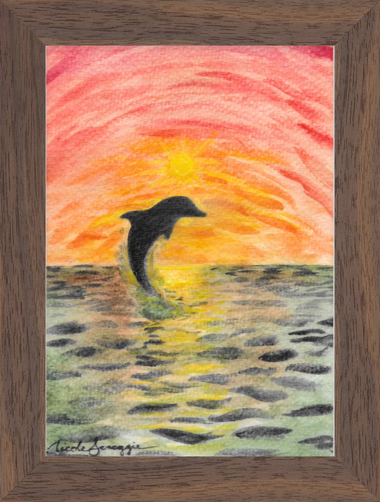 Dolphin at Sunset Fine Art Print