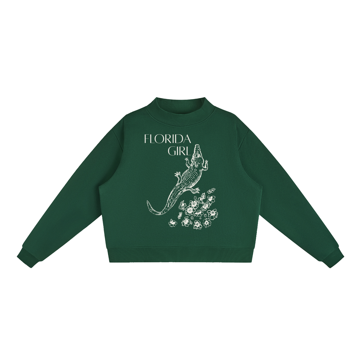 Back view of the Florida Girl Fleece Mock Neck Sweatshirt.