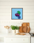 "Cherries Still Life" Fine Art Print Kitchen Artwork Pop Art Food Print Playful Minimal Foodie Decor