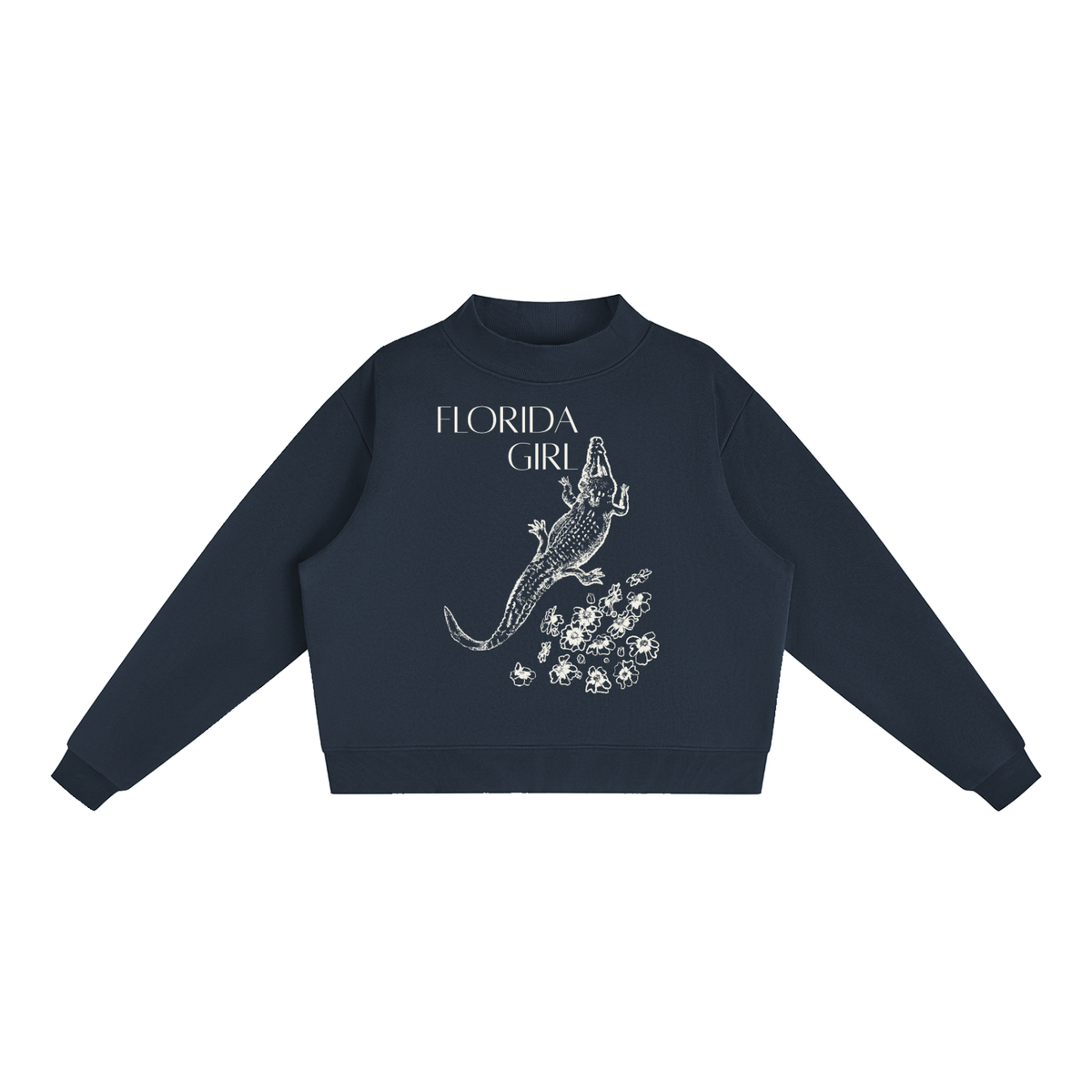 Florida Girl Fleece Sweatshirt in Blackish Green colorway, front view.