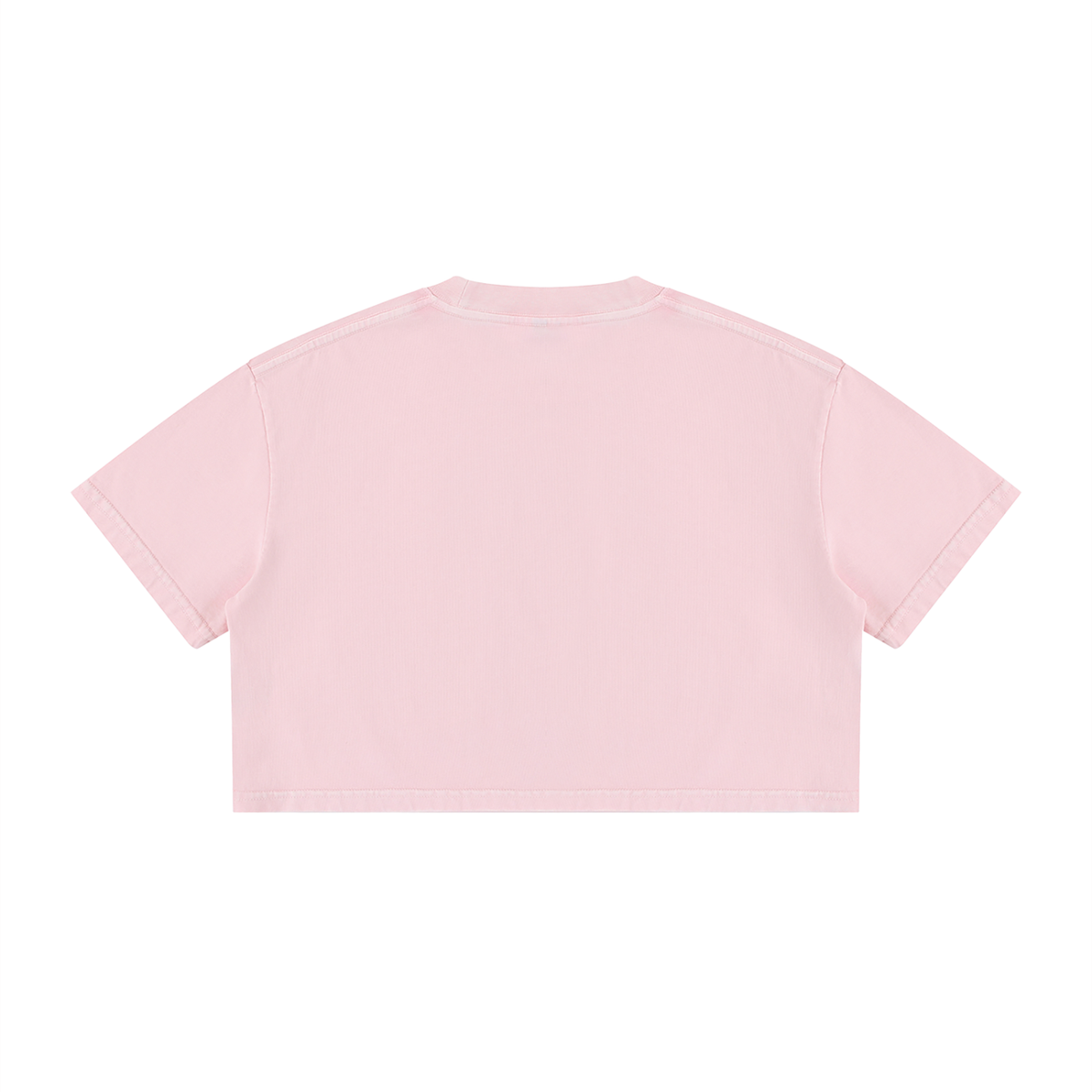 Back view of the Pink Mineral Wash Cotton Crop T-Shirt.