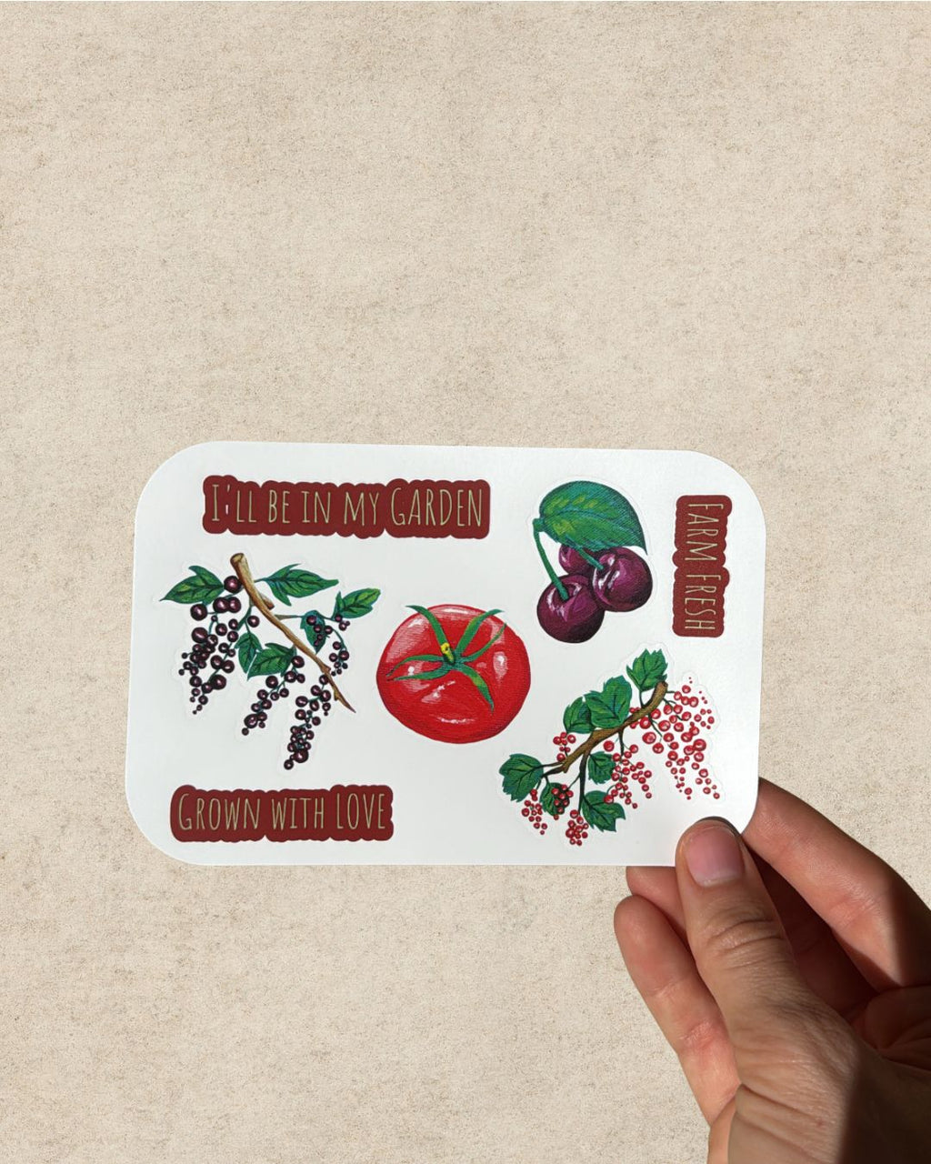 Garden Fruit Sticker Sheet Pop Art Food Print Playful Minimal Foodie Stickers