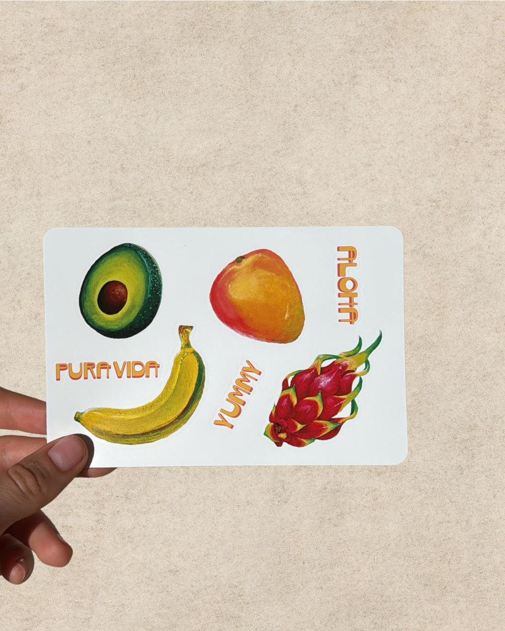 Tropical Fruit Sticker Sheet Pop Art Food Print Playful Minimal Foodie Stickers